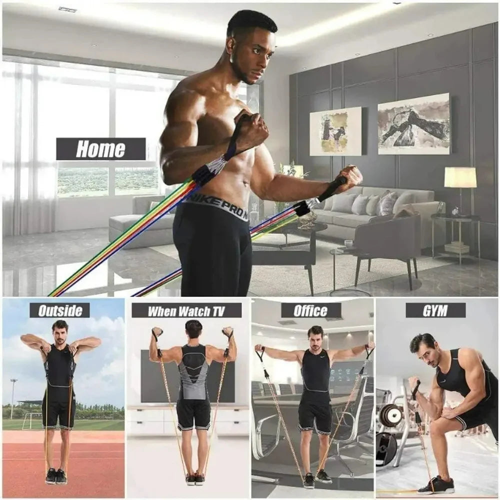 High Quality Portable Resistance Bands With Handles (11 Pcs Set)