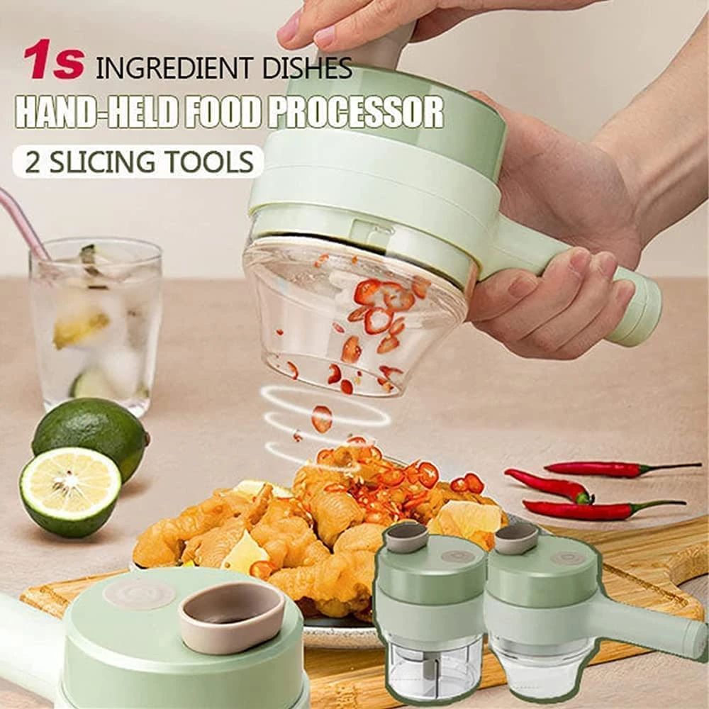 4 in 1 Portable Electric Vegetable Cutter Set Mini Wireless Food Processor Chopper