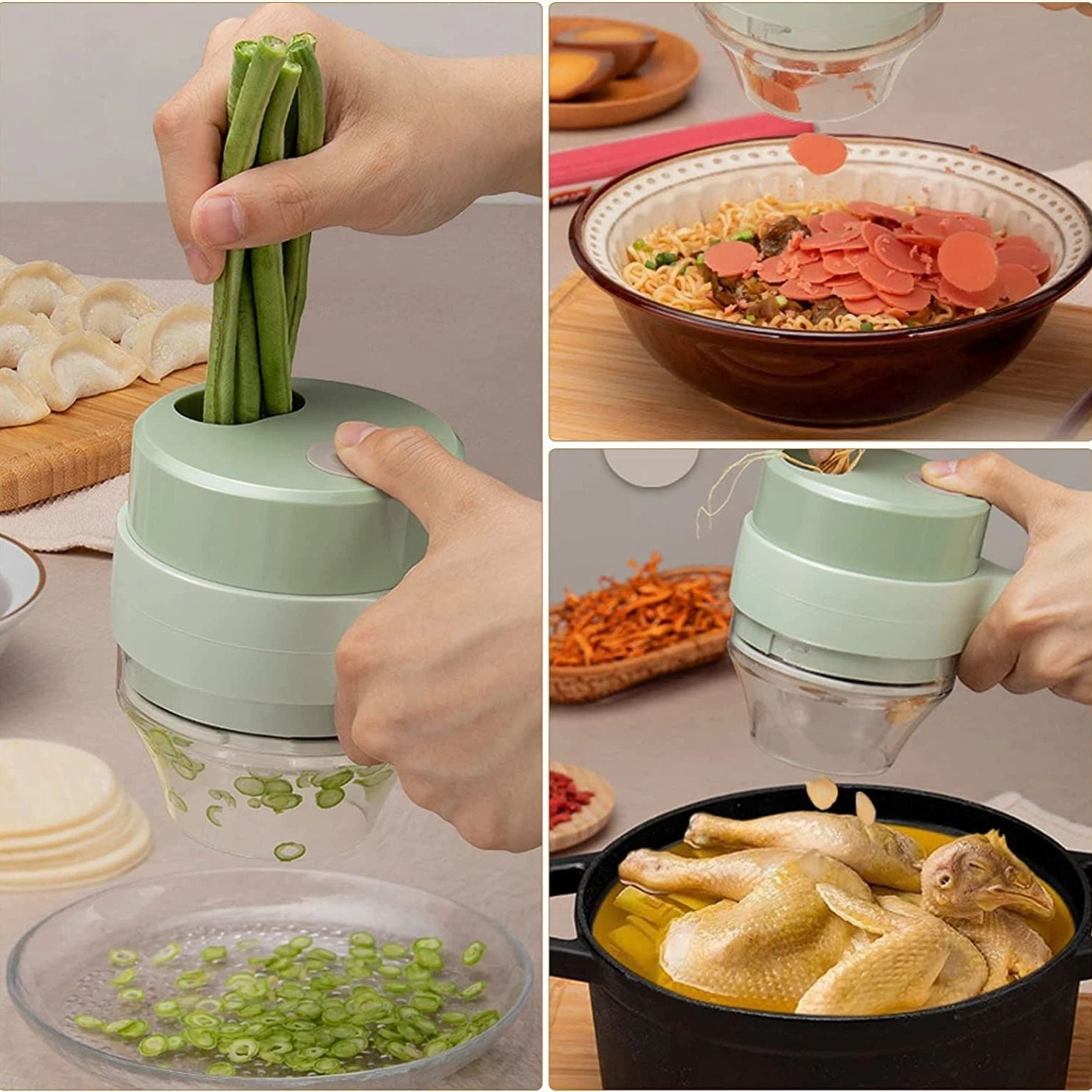 4 in 1 Portable Electric Vegetable Cutter Set Mini Wireless Food Processor Chopper