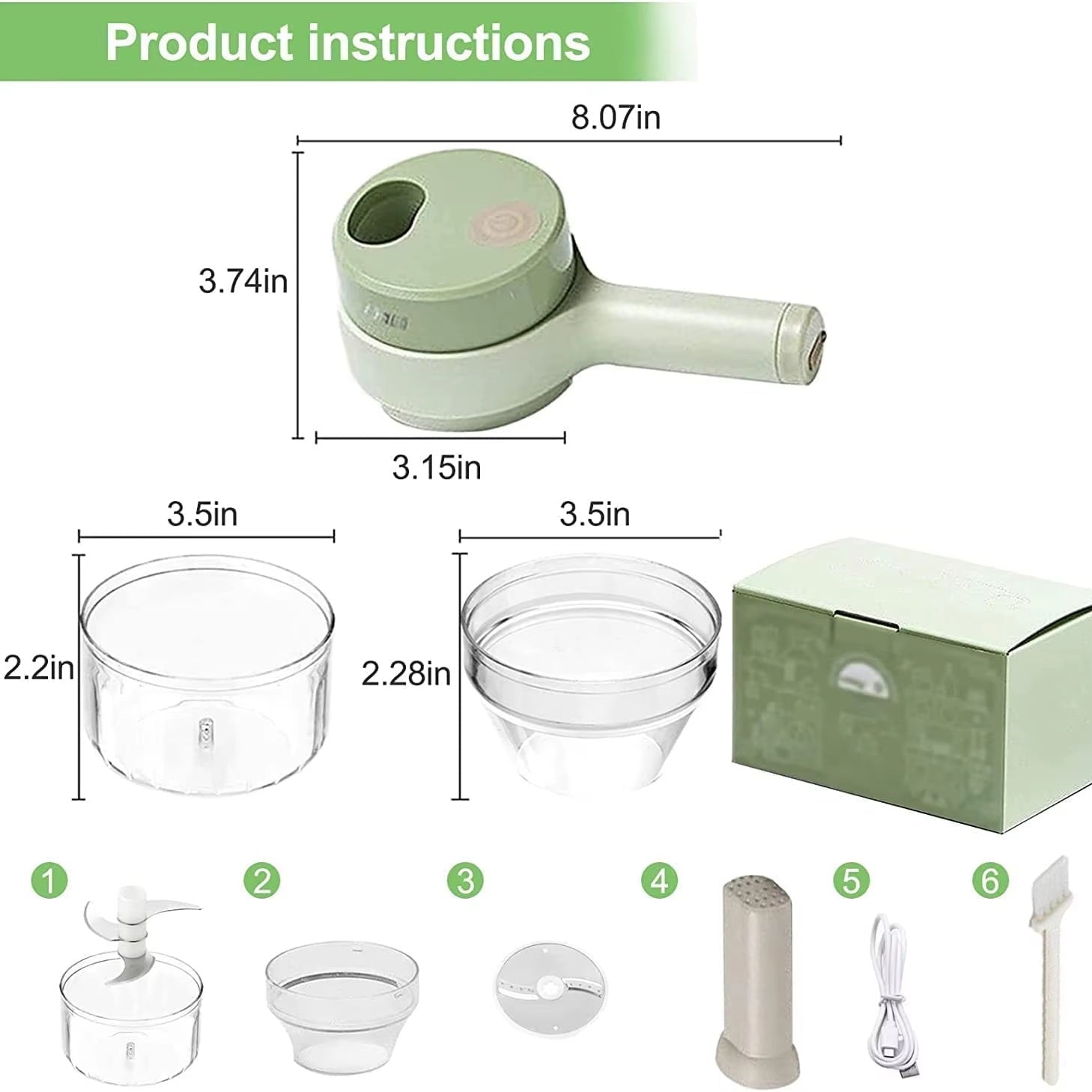 4 in 1 Portable Electric Vegetable Cutter Set Mini Wireless Food Processor Chopper