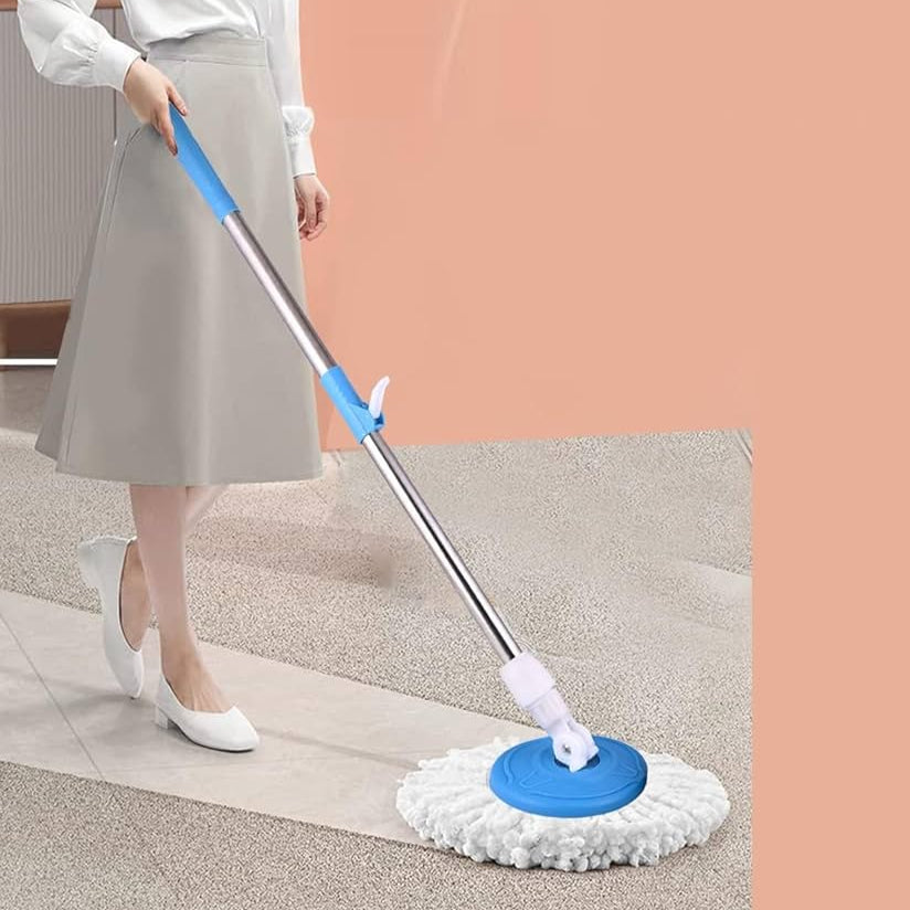 360 Degree Floor Cleaner Swivel Pole Stainless Steel Mop Hand Press Retractable Spin