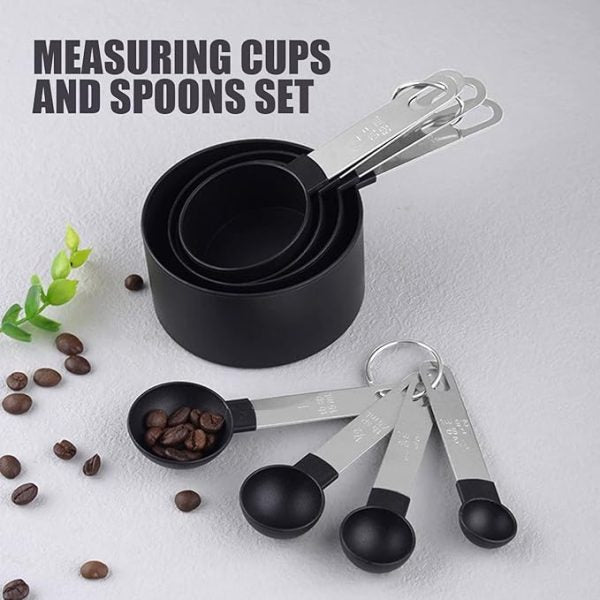 8pcs Measuring Cups Spoons Set, Baking Cake Pastry Cooking Utensils Stainless Steel Handle