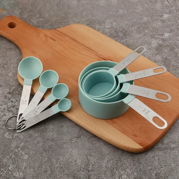 8pcs Measuring Cups Spoons Set, Baking Cake Pastry Cooking Utensils Stainless Steel Handle