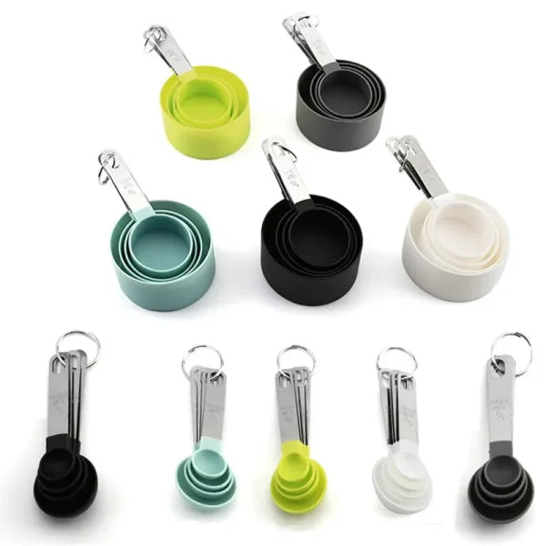 8pcs Measuring Cups Spoons Set, Baking Cake Pastry Cooking Utensils Stainless Steel Handle