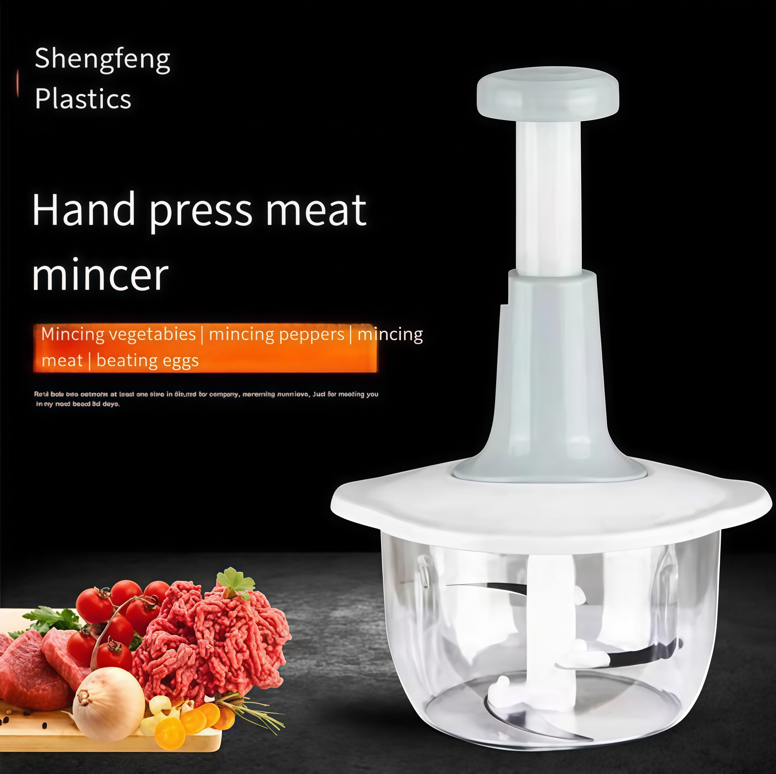 Multifunctional Manual Hand Push Chopper Vegetable Meat Grinder 1.5 Liter