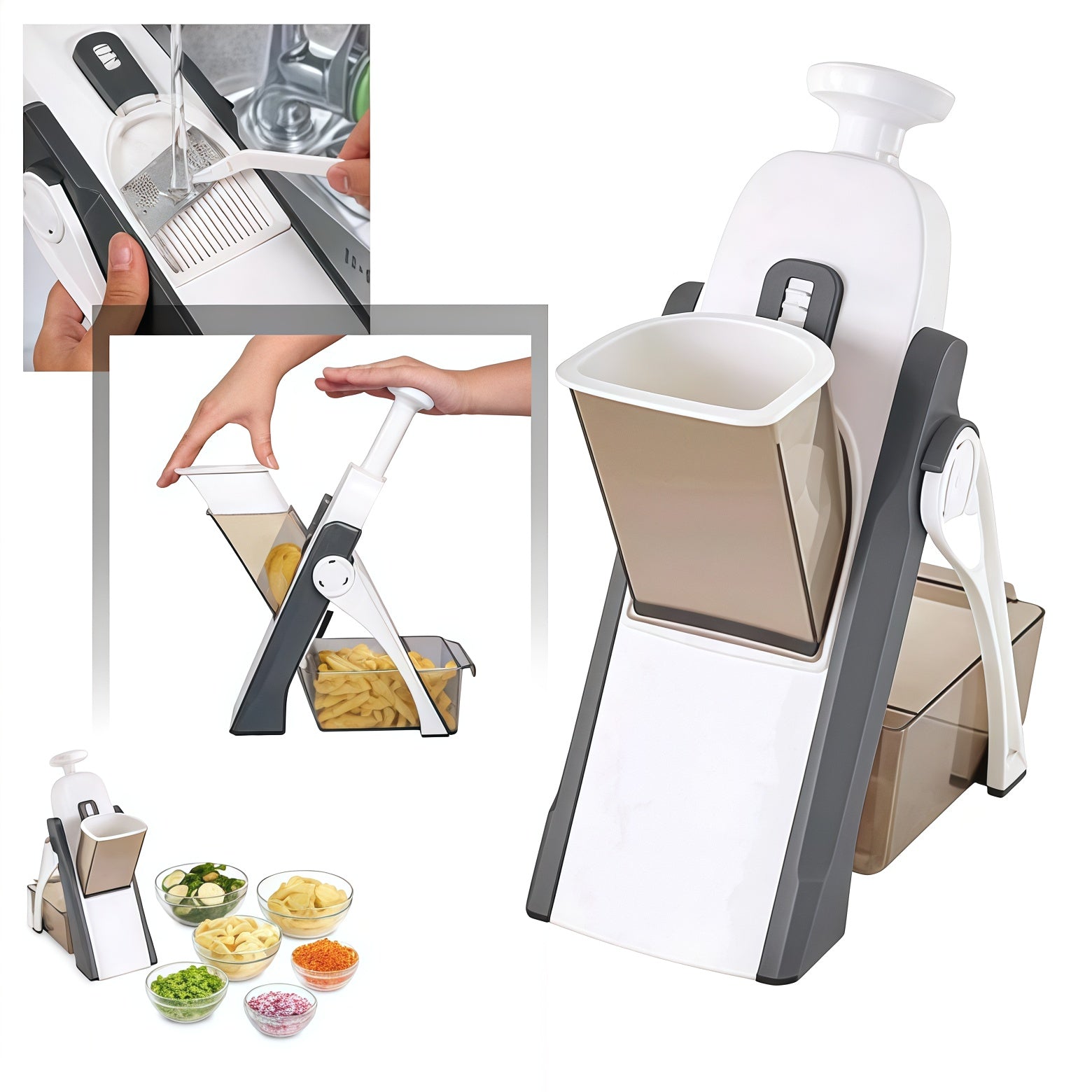 Mandoline Vegetable Cutter Slicer Chopper, Vertical Vegetable Cutter Shredder Grater