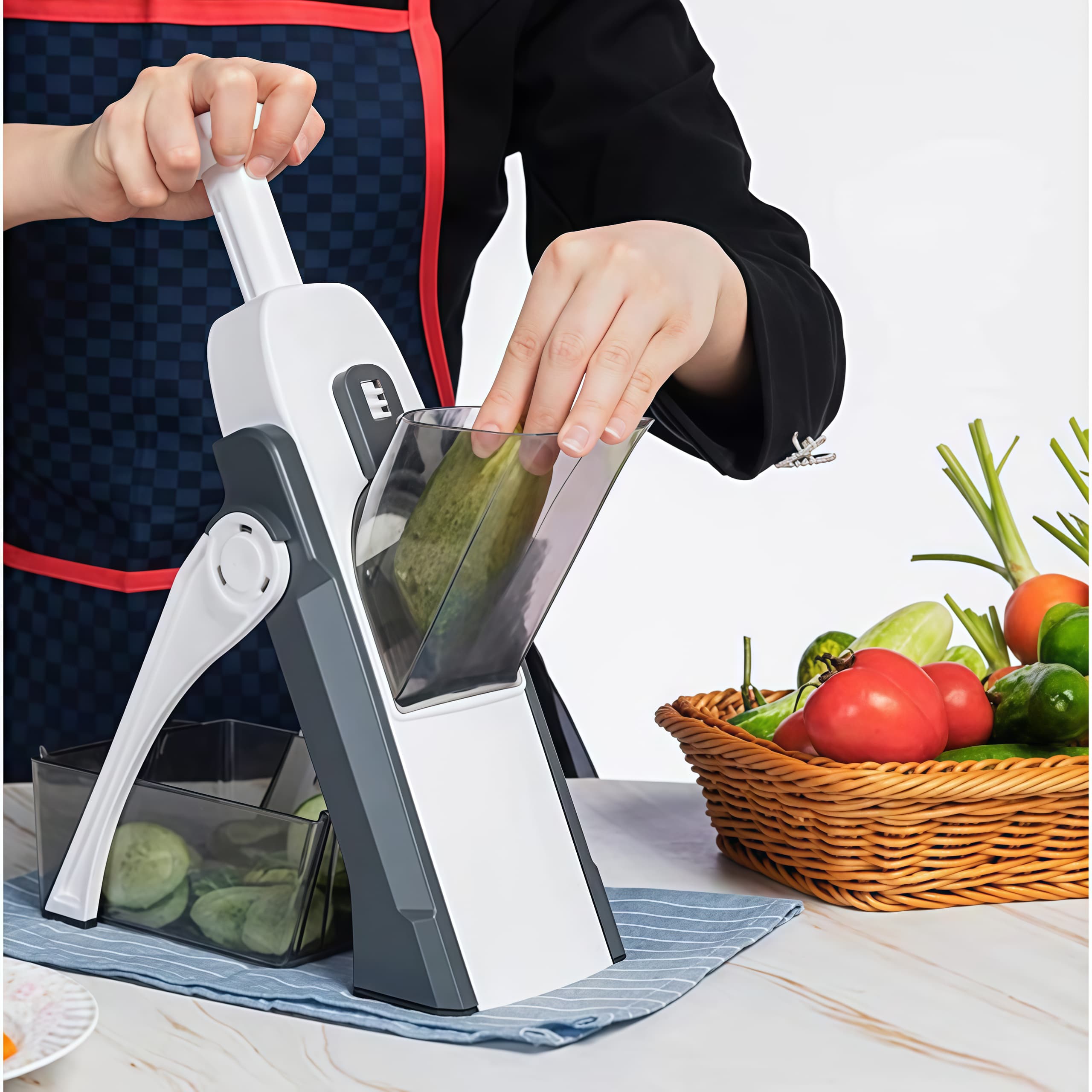 Mandoline Vegetable Cutter Slicer Chopper, Vertical Vegetable Cutter Shredder Grater