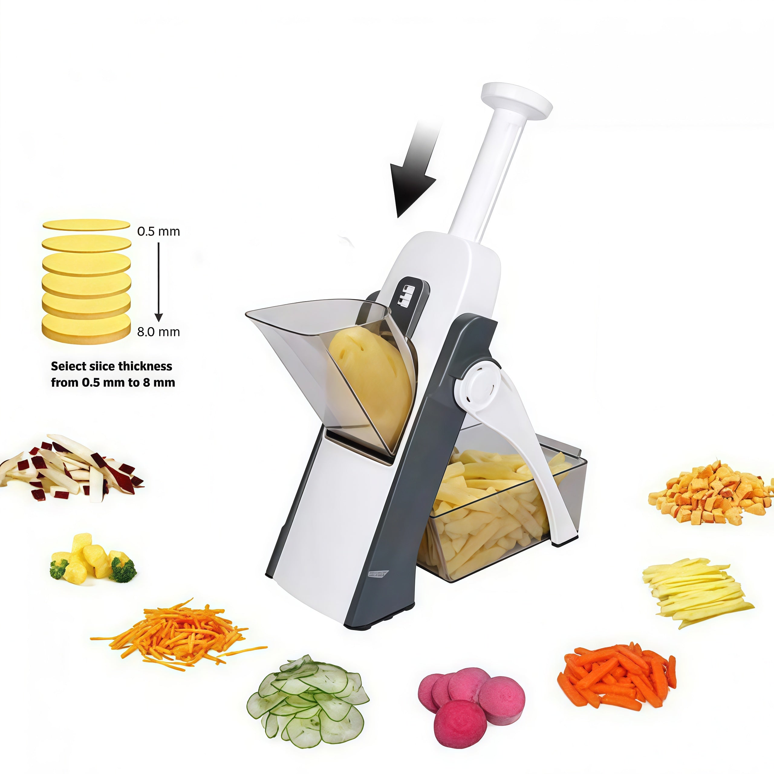 Mandoline Vegetable Cutter Slicer Chopper, Vertical Vegetable Cutter Shredder Grater