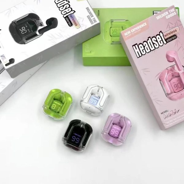 Air 31 Earbuds Wireless Crystal Transparent Body, Bluetooth 5.3 ( With Pouch )