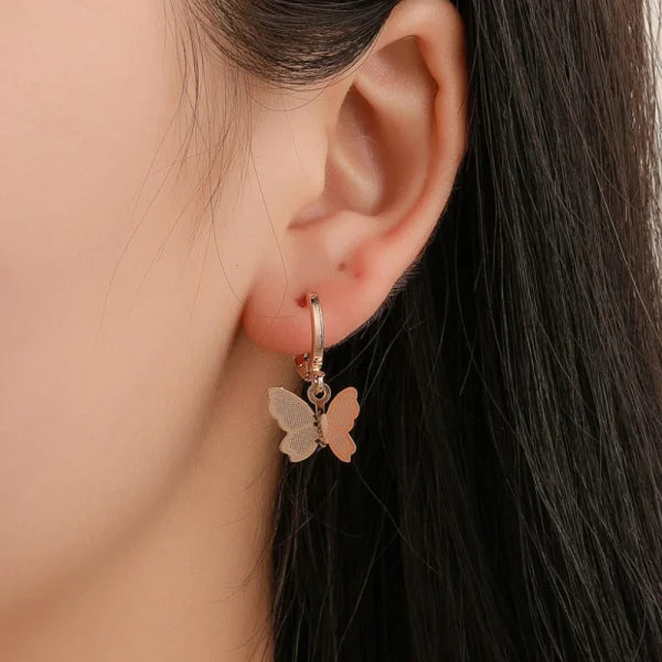 Butterfly Koren Earrings, Drop Earrings Simple Butterfly Shape Pendant Dangle Hoop