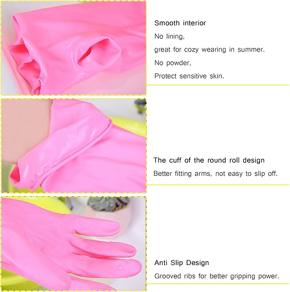 Dishwashing Rubber Gloves Non-slip Household Laundry Kitchen Cleaning Gloves