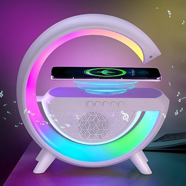 G Shaped Rgb Light Table Lamp, Bluetooth Speaker, Wireless Charging