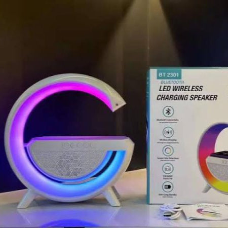 G Shaped Rgb Light Table Lamp, Bluetooth Speaker, Wireless Charging