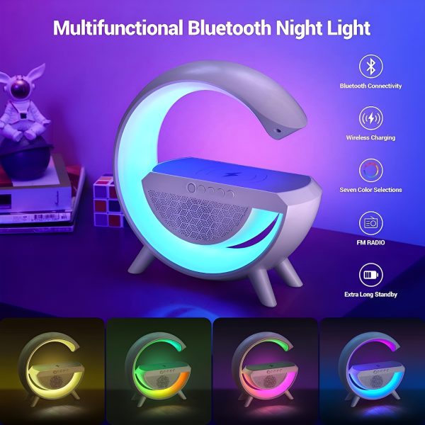 G Shaped Rgb Light Table Lamp, Bluetooth Speaker, Wireless Charging