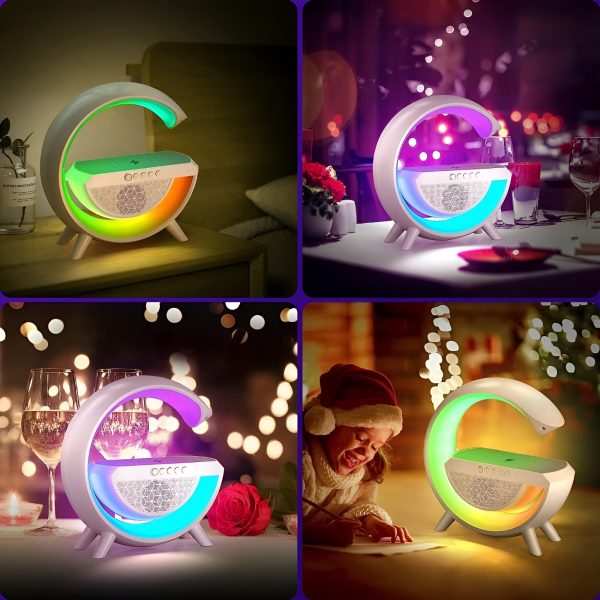 G Shaped Rgb Light Table Lamp, Bluetooth Speaker, Wireless Charging