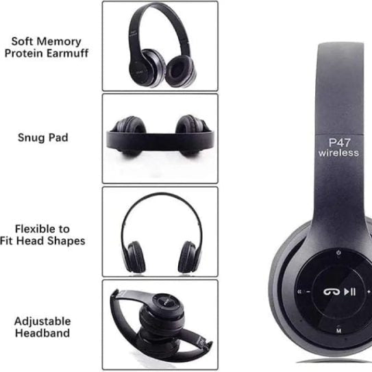 P47 Bluetooth Headphones Over Ear Foldable Headset For Gaming