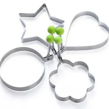 Pack Of 4 Mould Style Fried Egg Shaper, Star, Heart, Round, Flower Shaped Stainless Steel