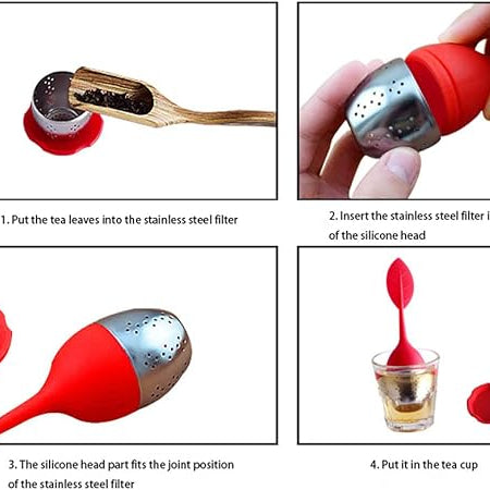 Tea Infuser, 2 In 1 Silicone Tea Infuser, Stainless Steel Silicone Tea Making Tool.